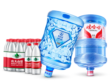 泉佰荟、农夫山泉、娃哈哈饮用水商品